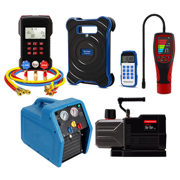 Aprvtio AHTS-200 PRO DC 12CFM Air Conditioning Service Tool Set with Digital Manifold with Horse, Temperature Clamps, DC 12CFM Dual Stage Vacuum Pump, Refrigerant Leak Detector, Recovery Machine, Bluetooth Refrigerant Scale(Pre-order)